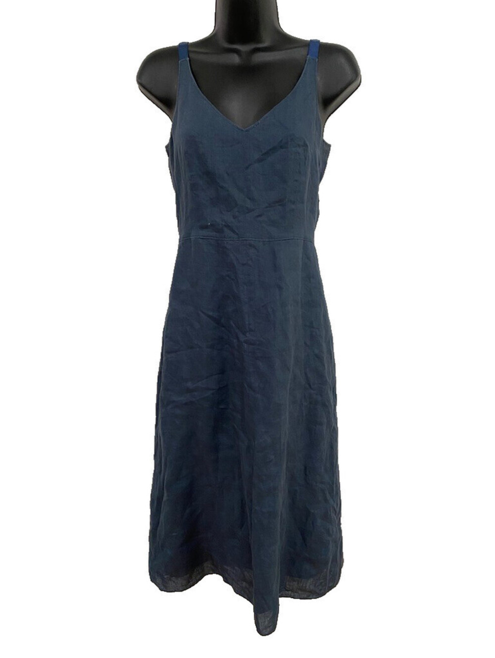 J. Crew Size 4 Linen V-Neck Midi Dress Cottagecore Minimal Classic 90s Lined